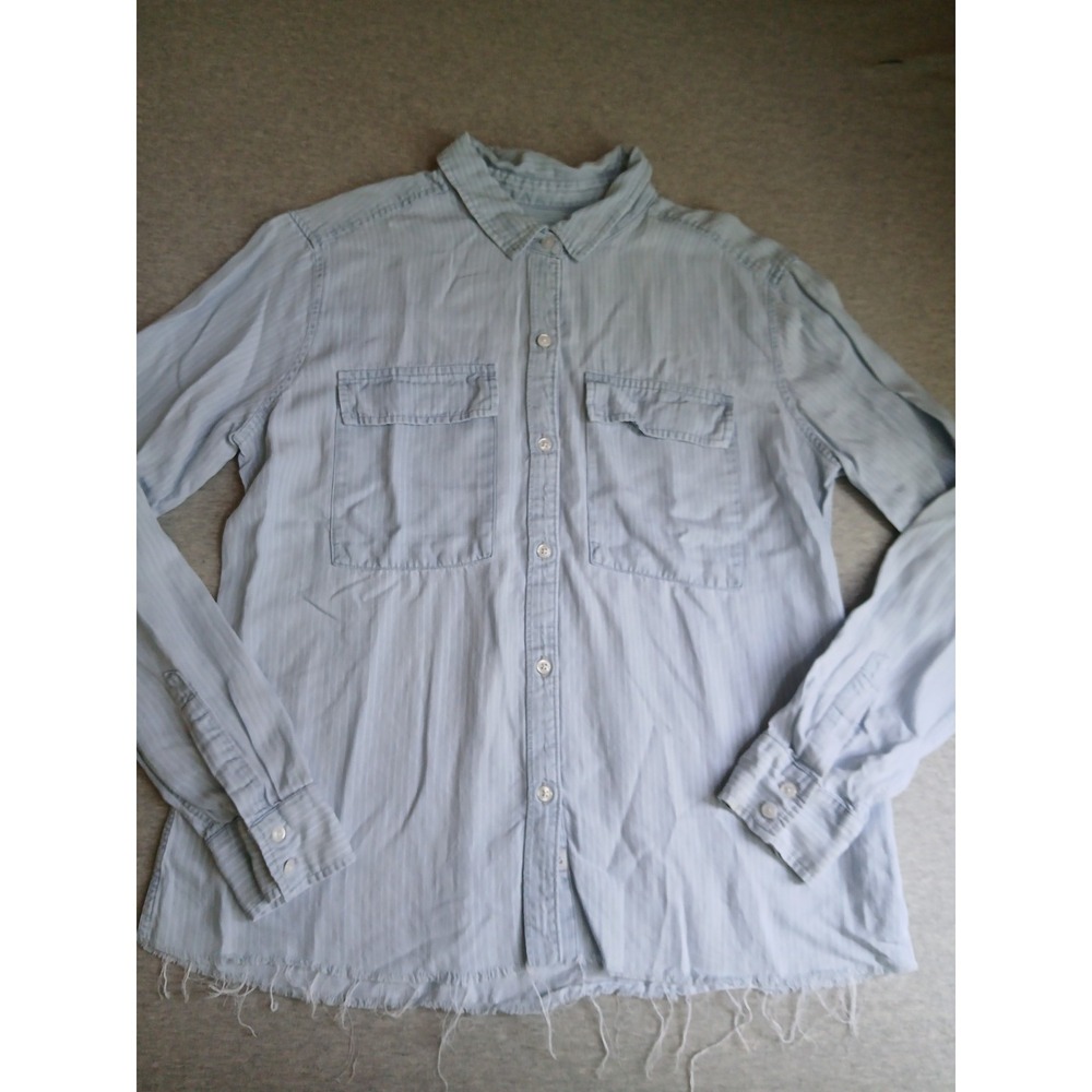 Rails Top Medium Chambray Fringe Daphne Button Down  Cottage Beach Bohemian